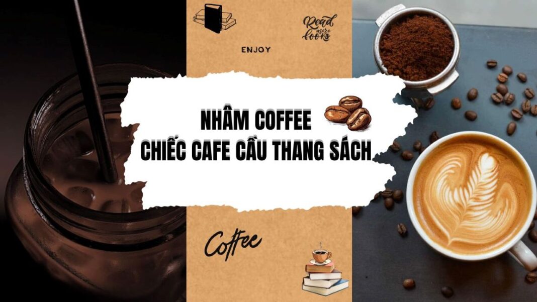 cà phê Sài Gòn cầu thang sách